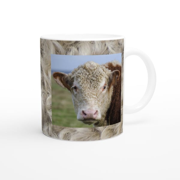 Hereford Bull Individually Printed China Mug. Free UK and US Shipping. Ideal for farmers and cattle lovers