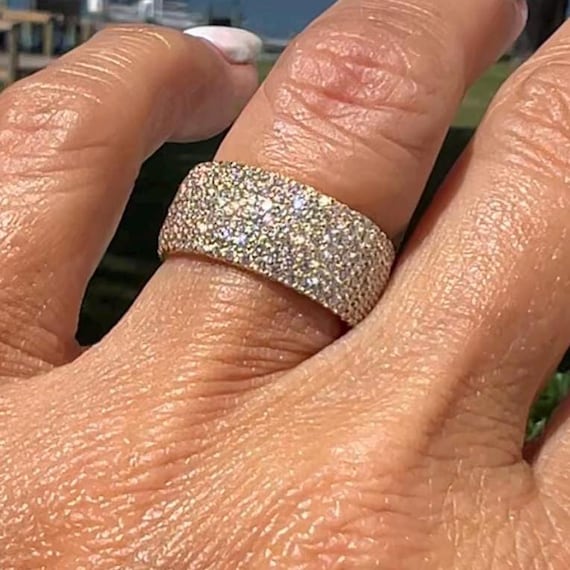1.70カラット ダイヤモンド 結婚指輪：18Kイエローゴールド 7連パヴェ 