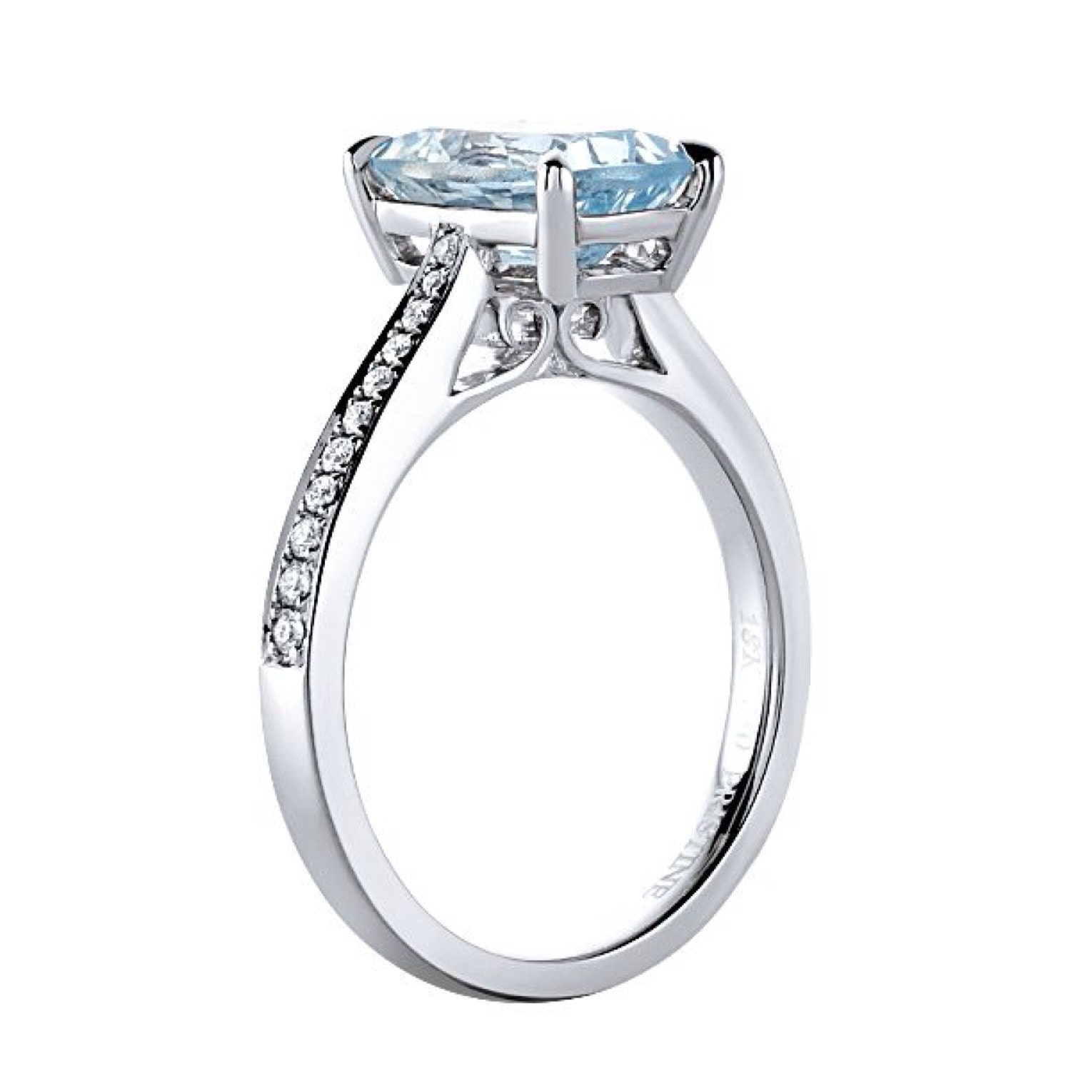 Cushion Cut Aquamarine Ring Natural Diamond Engagement Ring | Etsy