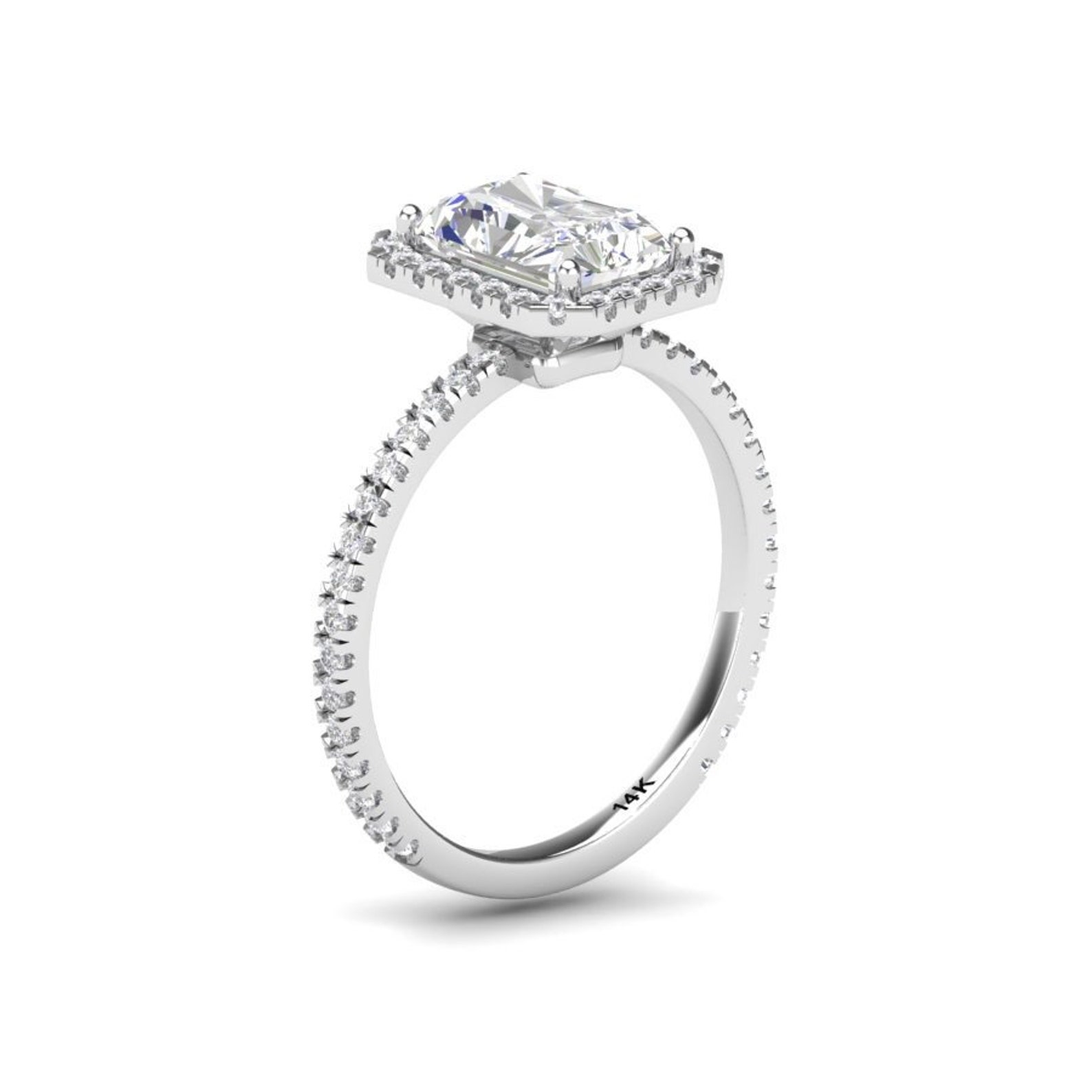 Crushed Ice Radiant Cut Moissanite Ring.55ct Diamond Ring Etsy