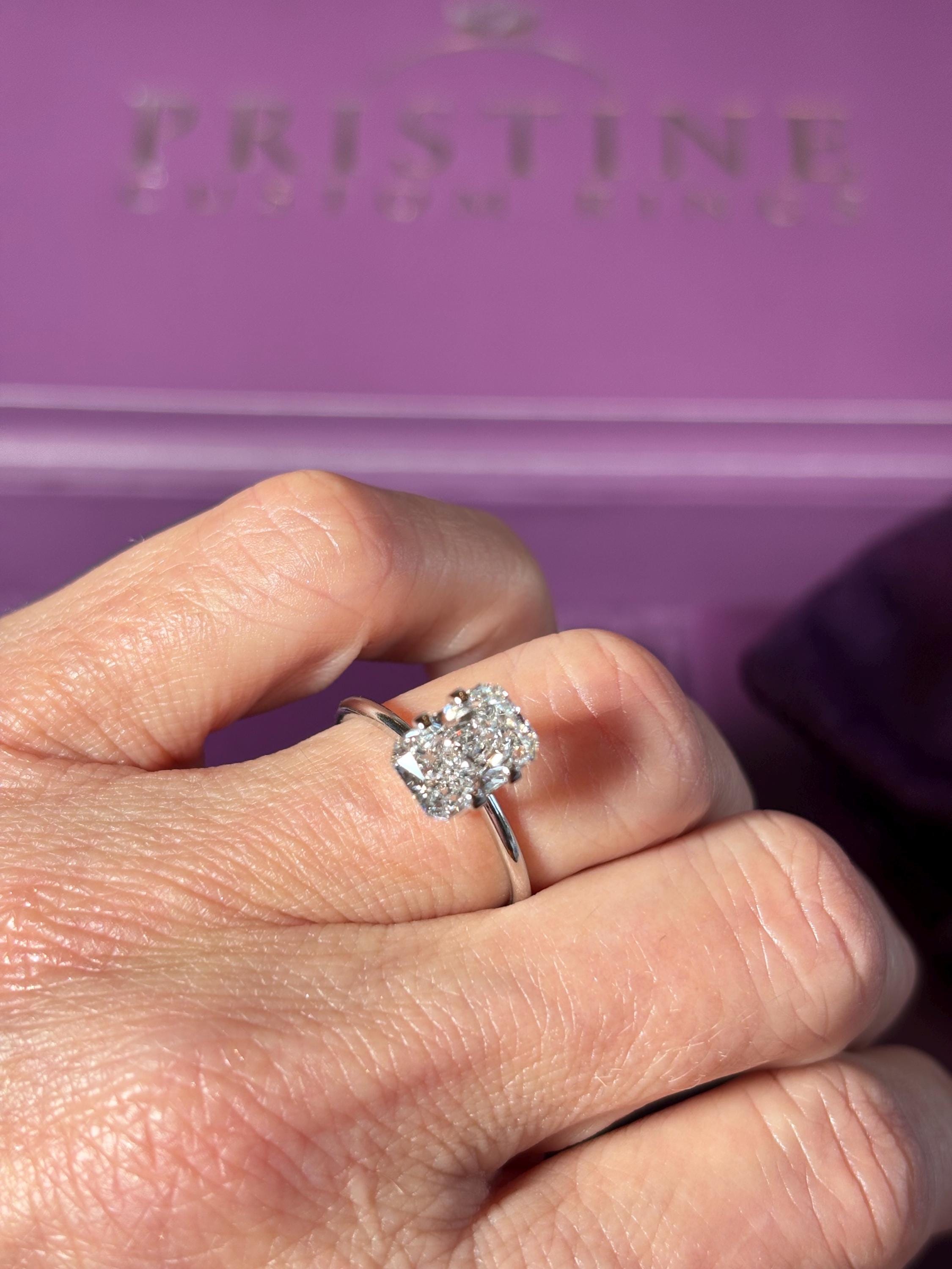 2.00ct E-VVS2ラディアントラボグロウンダイヤモンドソリティア婚約 