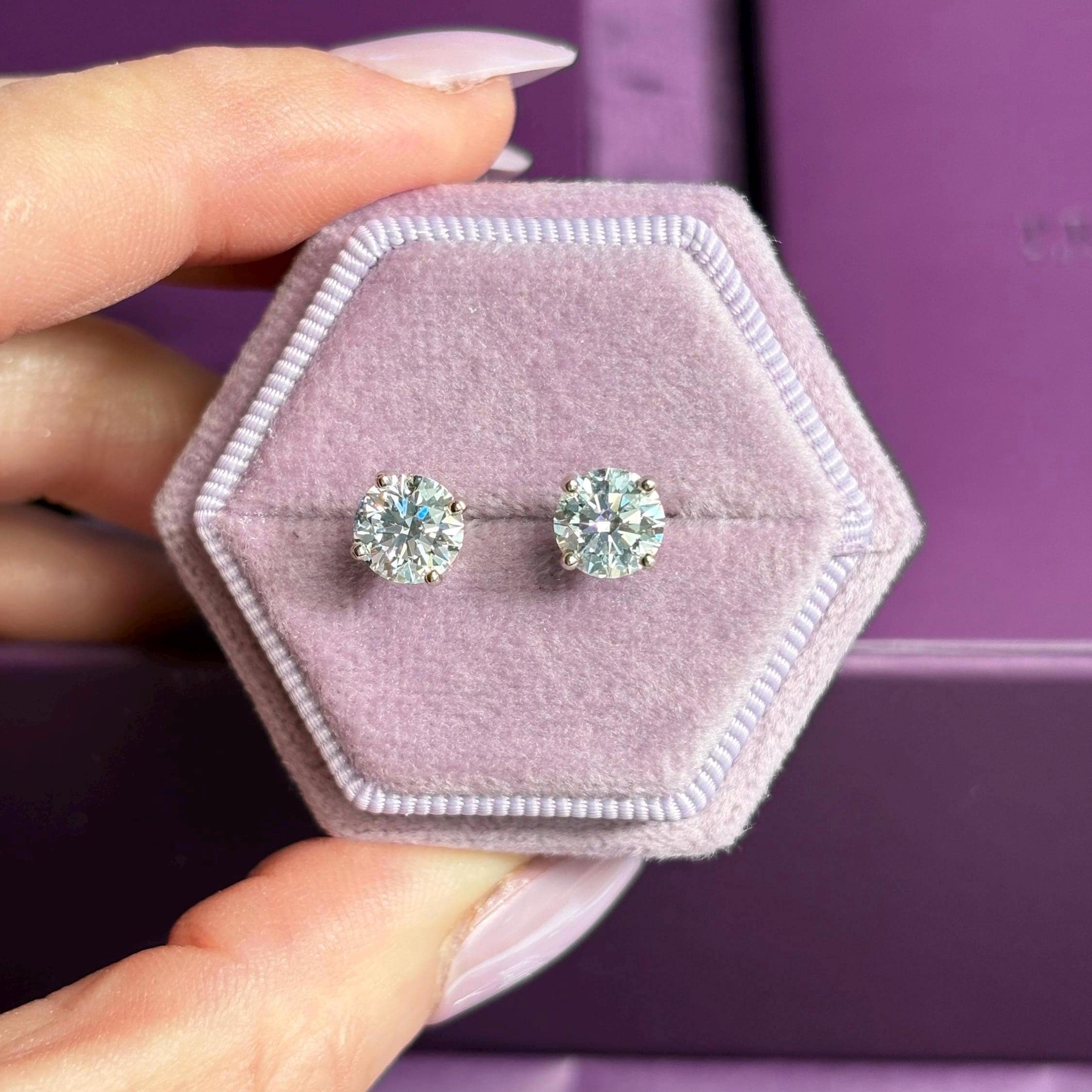 Lab-Grown Diamonds Round-Cut Bezel-Set Solitaire Stud Earrings 12 Ct Tw 14k White Gold Fsi2