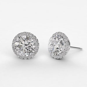 4 Carat Lab Grown Round Diamond Halo Stud Earrings IGI Certified FVS1 Excellent Cut Diamond Earring gifts