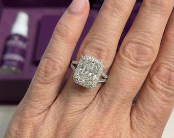 4 karat radiantslipad diamantring i labbodlad form: delad skaft (IGI-certifierad)