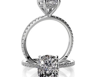 2.30 carat Long Cushion IGI Certified Lab Grown Diamond, FVS1 Hidden Halo Engagement Ring, Platinum setting, Giftable Rings-In Stock