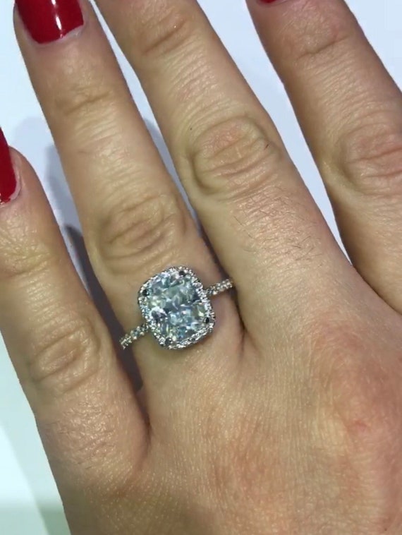 Elongated Cushion Cut 2 40ct Harrogem Moissanite Ring 70ct Etsy