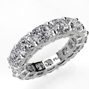 Cushion Cut Moissanite Eternity Anniversary Band , Prong set Infinity Band ,Pristine Custom Rings is Ethically Sourced