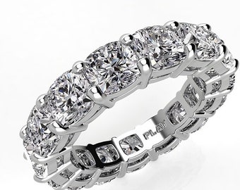 Cushion Cut Moissanite Eternity Anniversary Band , Prong set Infinity Band ,Pristine Custom Rings is Ethically Sourced