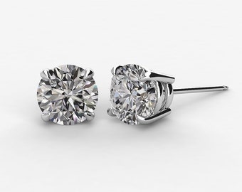 Round 4- Prong Earring with Threaded Post, Bridal Gifts and Anniversary, Pristine Custom Rings is Ethically Sourced-In Stock