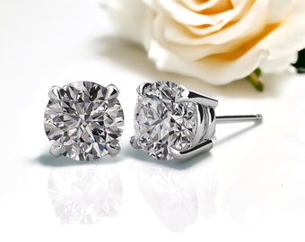 2.50carat Round 4- Prong Stud  Earrings  Bridal Gifts  Anniversary Earrings Pristine Custom Rings is Ethically Sourced Giftable Items