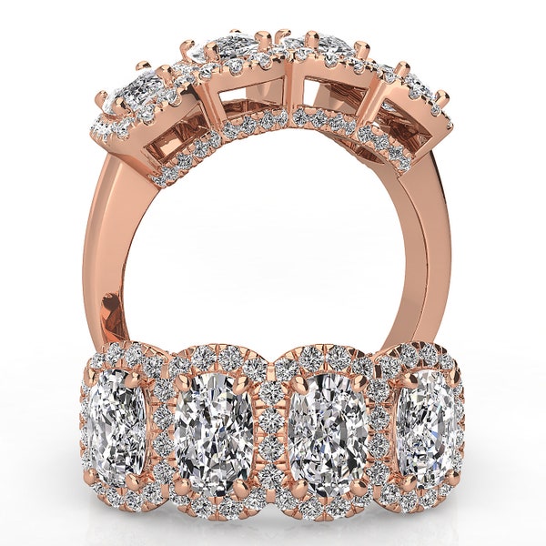4 Carat Moissanite 4-Prong Side Stone Ring
