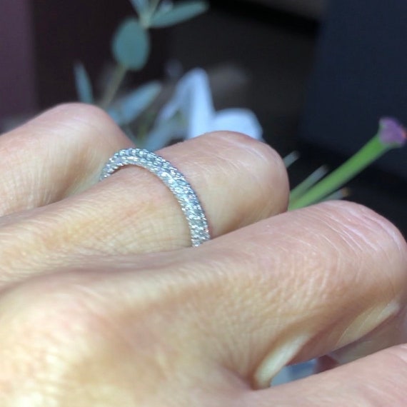 Triple pave wedding best sale band