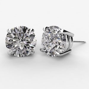 4-karatowe okrągłe kolczyki rocznicowe Moissanite - kolczyki ze srebra próby 925 z 4 zębami w koszyku