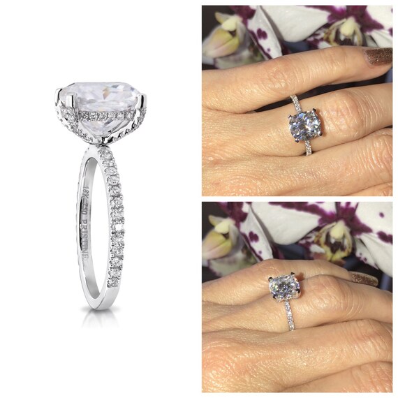 Antique Cushion Cut Moissanite Engagement Ring .41ct Natural Etsy