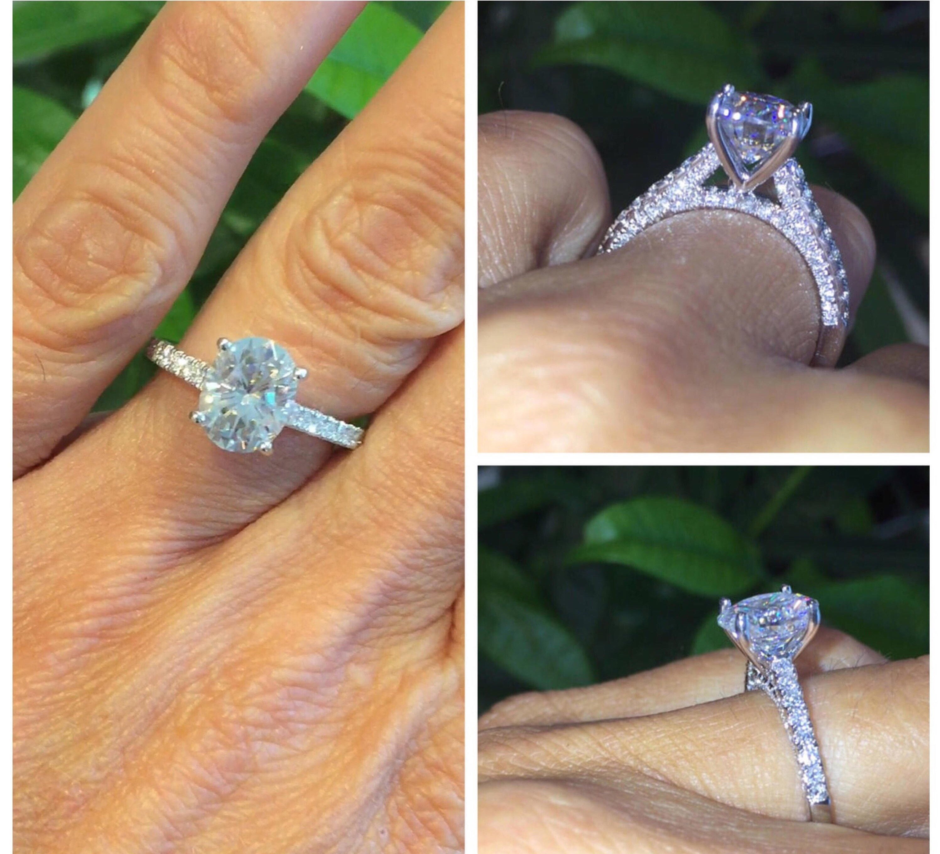 Forever One Moissanite Engagement Ring 2.10ct Oval Moissanite Etsy