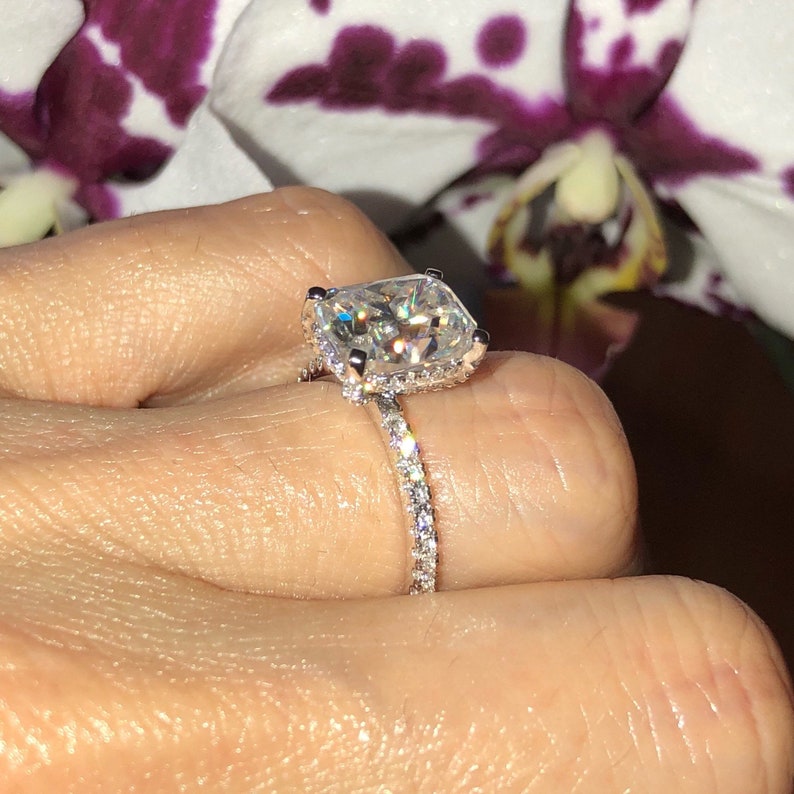 Crushed Ice Moissanite Engagement Ring .43ct Natural Diamonds Etsy