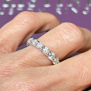 1.80 Carat U Prong Diamond Wedding Band, Half Eternity Band in 18k White Gold, Natural Diamond Anniversary Ring, Stackable Stacking Band