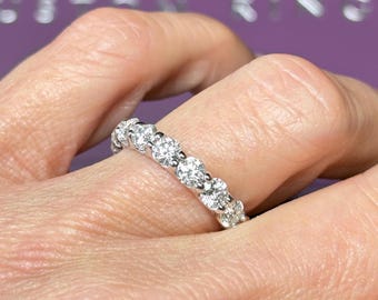 1.80 Carat Diamond Wedding Band: 18k White Gold Half Eternity Ring