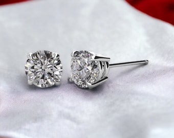 1.00ct. Moissanite Stud Earring Bridal Gifts and Anniversary, Round 4-Prong Earrings with Threaded Post, Ethically Sourced-In Stock