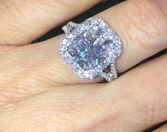 4.60 Carat Radiant Cut Diamond Ring, Split Shank Diamond Halo Ring,.90ct Natural Diamond Ring,Pristine Custom Rings is Ethically Sourced