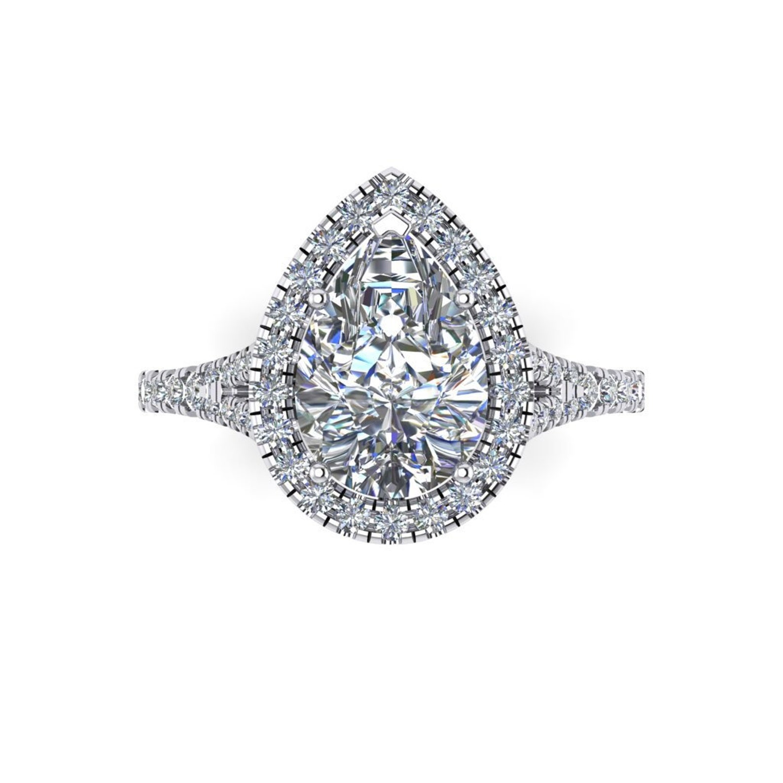 Moissanite Engagement Ring 2.10ct Pear Shape Moissanite Ring Etsy