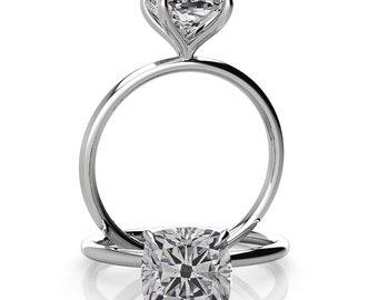 1.25 carat IGI CERTIFIED FVS1 Cushion Cut Lab Grown Diamond Solitaire Engagement Ring Martini Solitaire Setting White Gold-In Stock