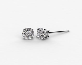 Round 4- Prong Earring with Threaded Post, Bridal Gifts and Anniversary, Pristine Custom Rings is Ethically Sourced Giftable Items -In Stock