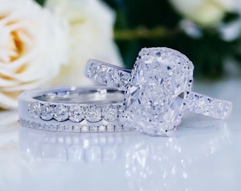 5.10 carat Lab Grown Diamond Engagement Ring IGI Certified F/VS1 Invisible Halo Diamond Setting, Matching Diamond Band,Pristine Custom Rings