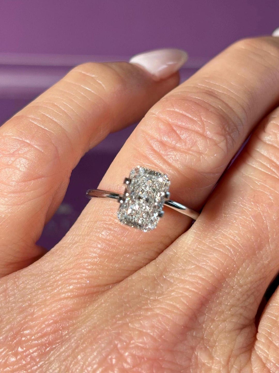 2.00ct E-VVS2ラディアントラボグロウンダイヤモンドソリティア婚約 