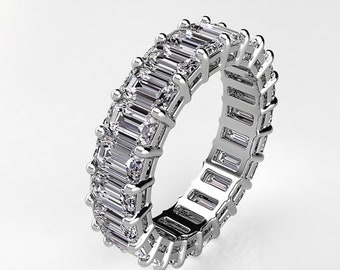 Emerald Cut Eternity Matching Band or Right Hand Anniversary Band Pristine Custom Rings Stacking Rings