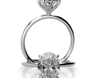 1.51ct Oval Lab Grown Diamond Solitaire Ring,Oval Cut Engagement Ring, IGI Certified Diamond,Platinum Martini Solitaire