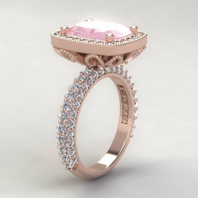 Engagement Ring 2.63ct Cushion Cut Pink Etsy