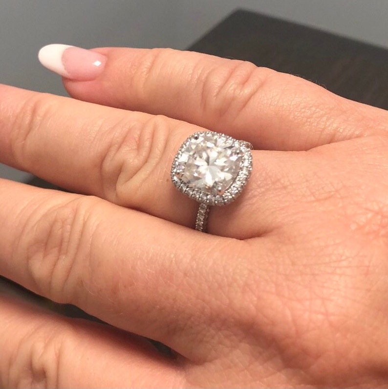 Elongated Cushion Cut Engagement Ring diamond halo ring Etsy