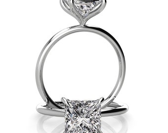 1.30ct IGI CERTIFIED FVS1 Princess Cut Lab Grown Diamond Solitaire Engagement Ring Custom Made Martini Solitaire Emerald Lab Grown Diamond