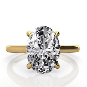 2 Carat Oval Lab-Grown Diamond Engagement Ring Pave Hidden Halo Yellow Gold Ring