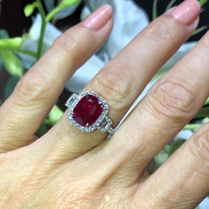 Ruby Diamond Engagement Ring 4.20carat Diamond Halo Wedding Ring