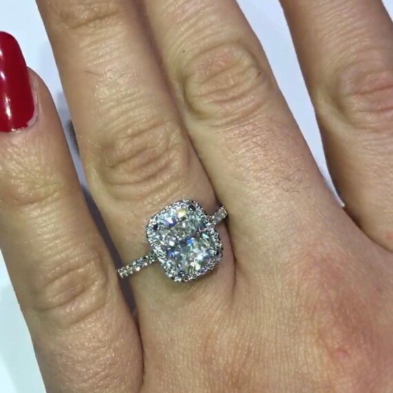 Elongated Cushion Cut Engagement Ring 2.40ct Moissanite Ring | Etsy