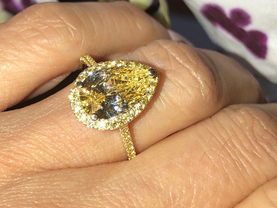 Fancy Yellow Diamond Engagement Ring - OOAK Elongated Oval – ARTEMER
