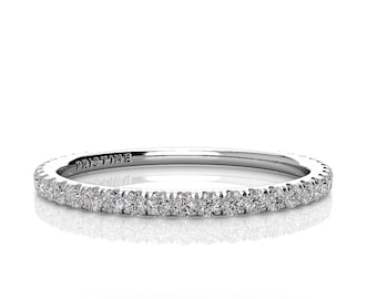 Matching Diamond Pavé Band, Lab Grown or Natural Diamonds, 1.70mm Wide Stacking Ring, Fits Hidden Halo Rings, 14k 18k Gold Platinum
