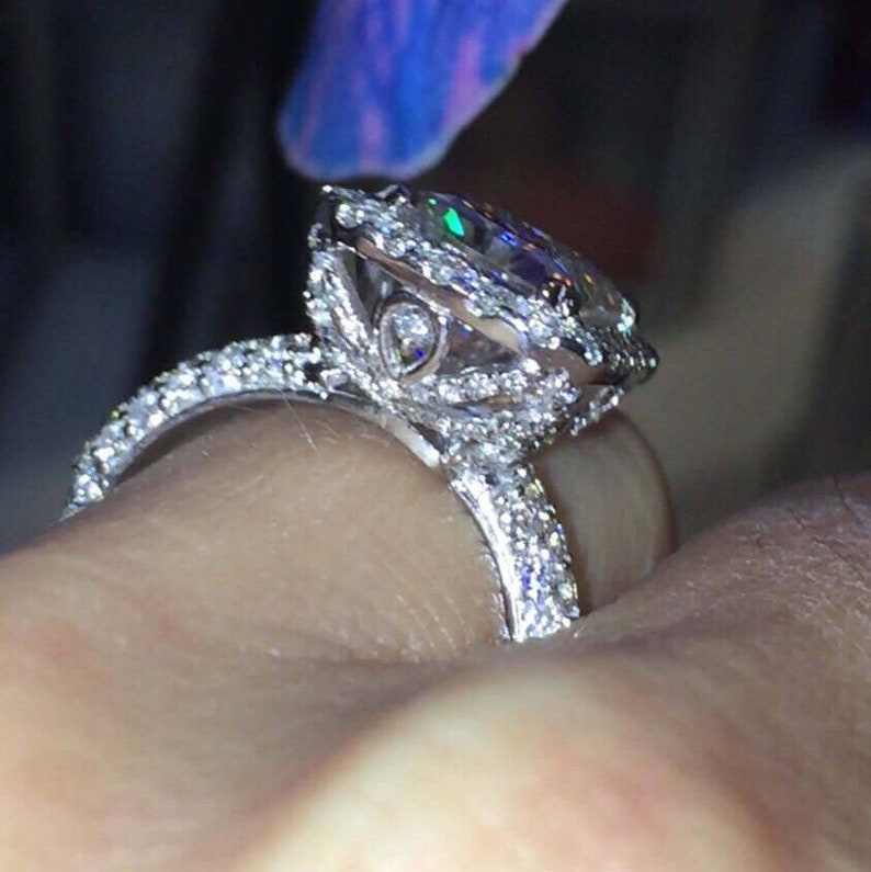 Forever One Moissanite Engagement Ring 3.90ct Radiant Cut Etsy