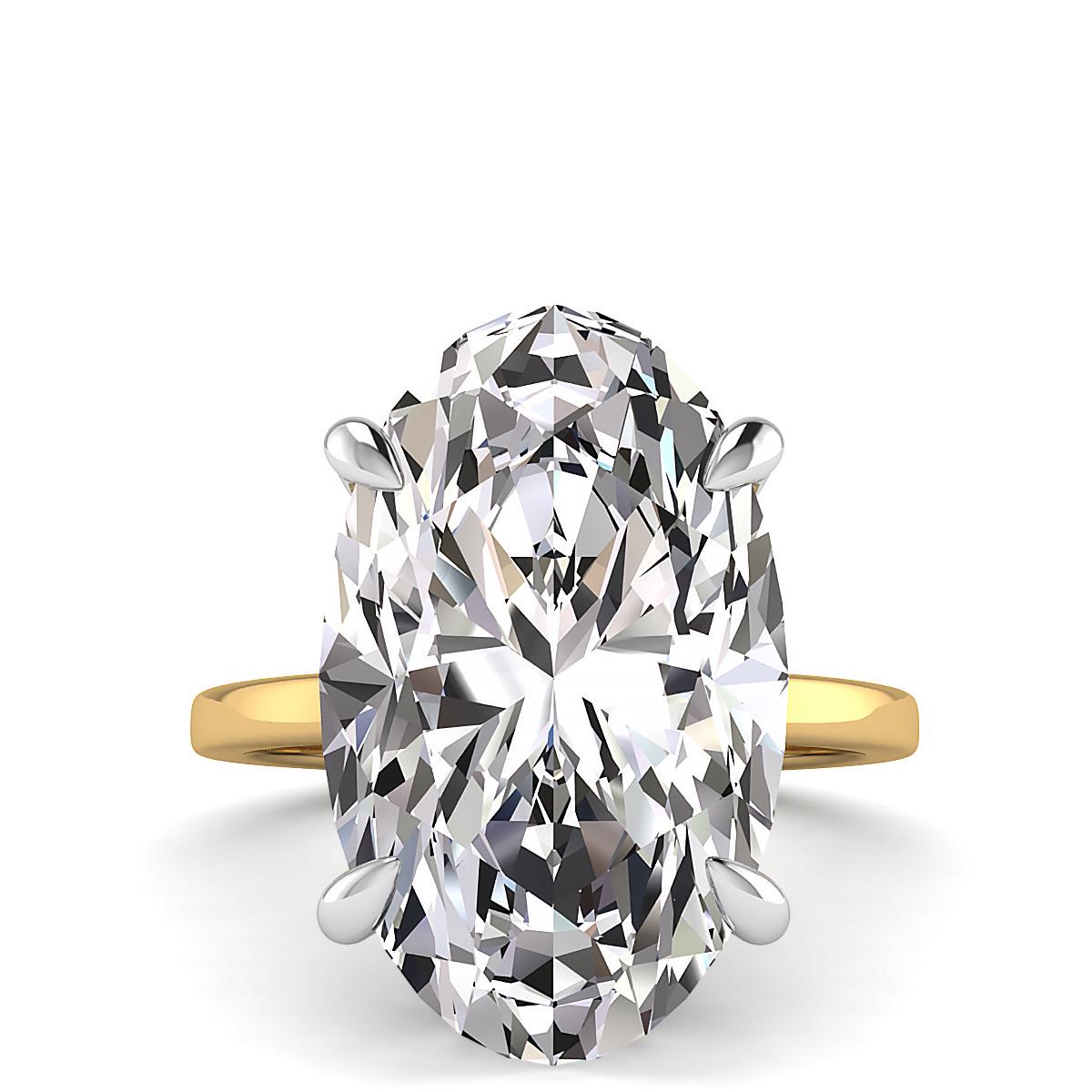 Custom Lab Grown Diamond Engagement Ring: Mixed Metal 14k Yellow  White Gold