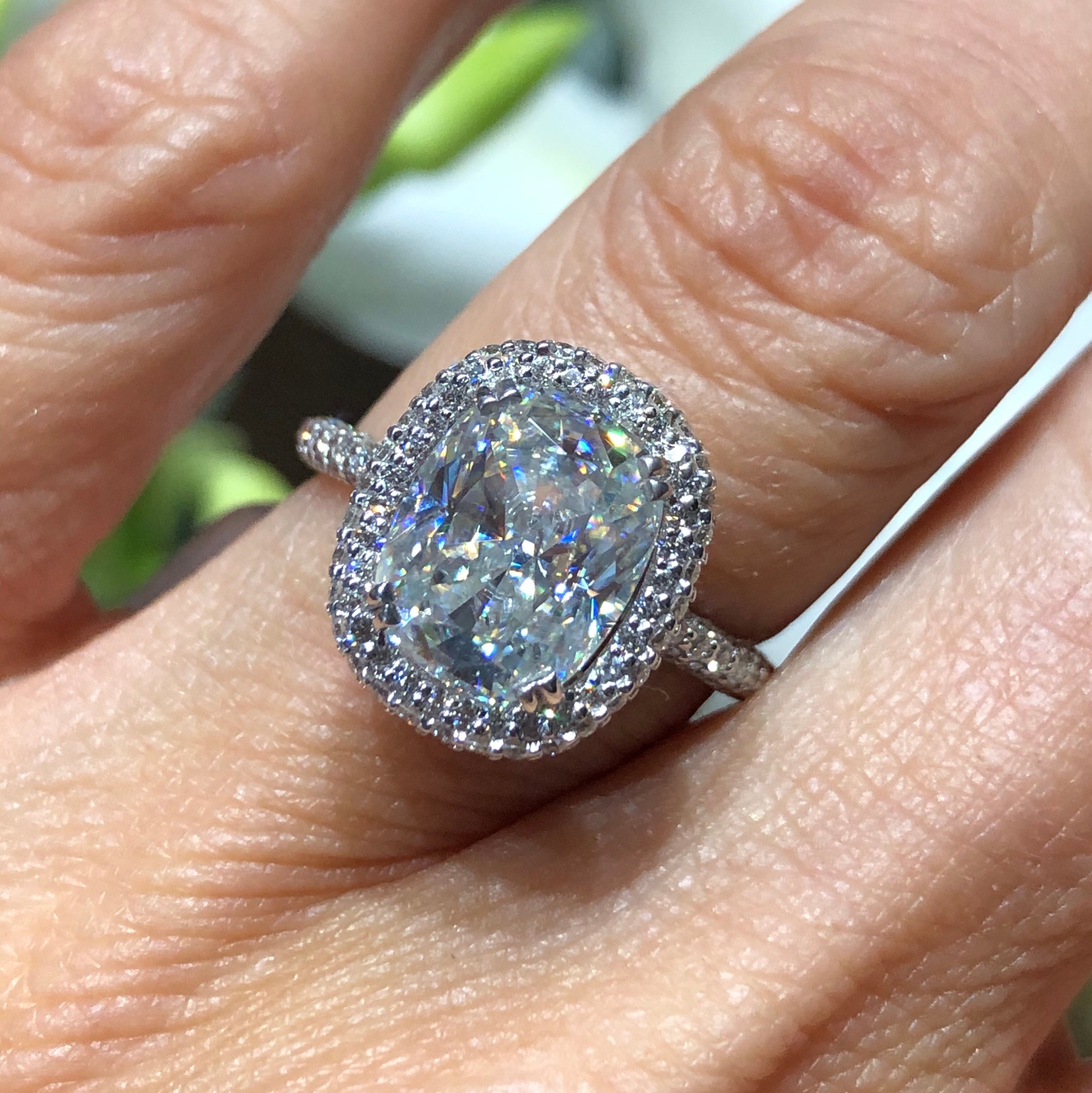 Elongated Cushion Moissanite Engagement Ring Crushed Ice Etsy