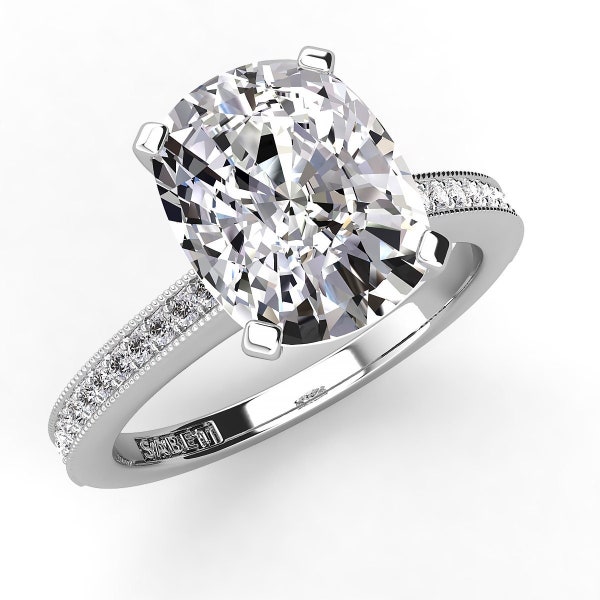 Elongated Cushion Cut Cathedral Setting Ring Etsy