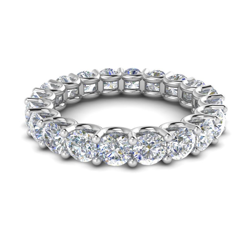 Moissanite Eternity Wedding Band 14k White Gold Eternity Etsy