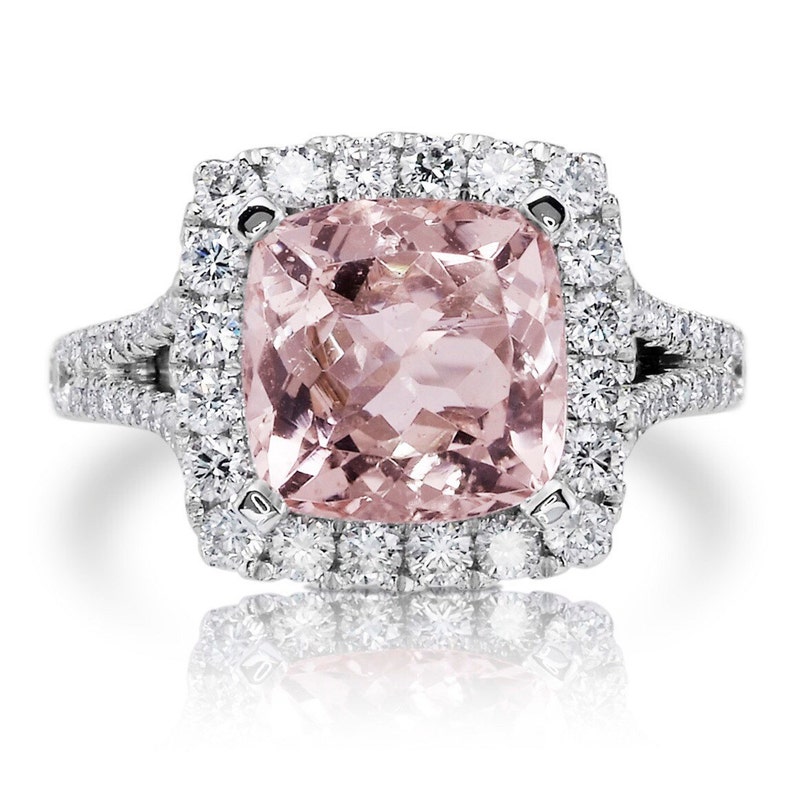 Morganite Engagement Ring Pink Morganite Ring 1.85ctw | Etsy
