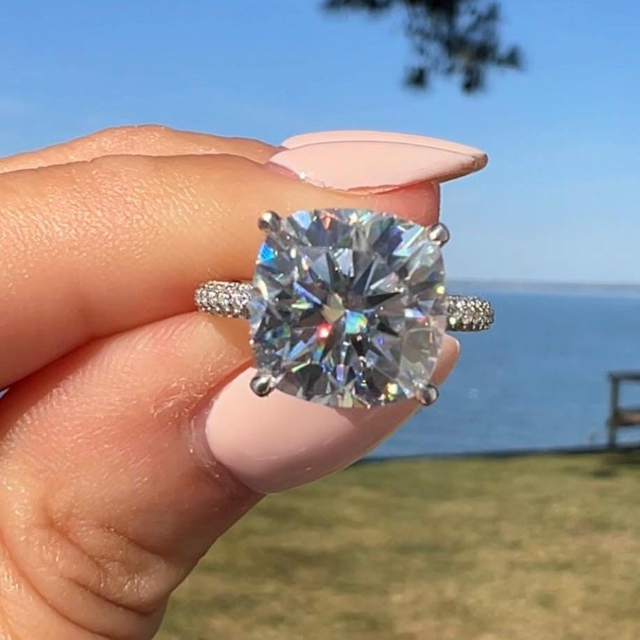 Cushion cut engagement ring no halo Etsy