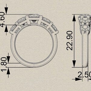 5 Stone Moissanite Anniversary Ring, Prong Set Wedding Ring, White Gold, Pristine Custom Rings is Ethically Sourced image 7