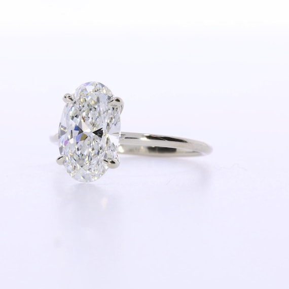 3 Carat Oval Lab Grown Diamond Engagement Ring, 14k White Gold, IGI Certified