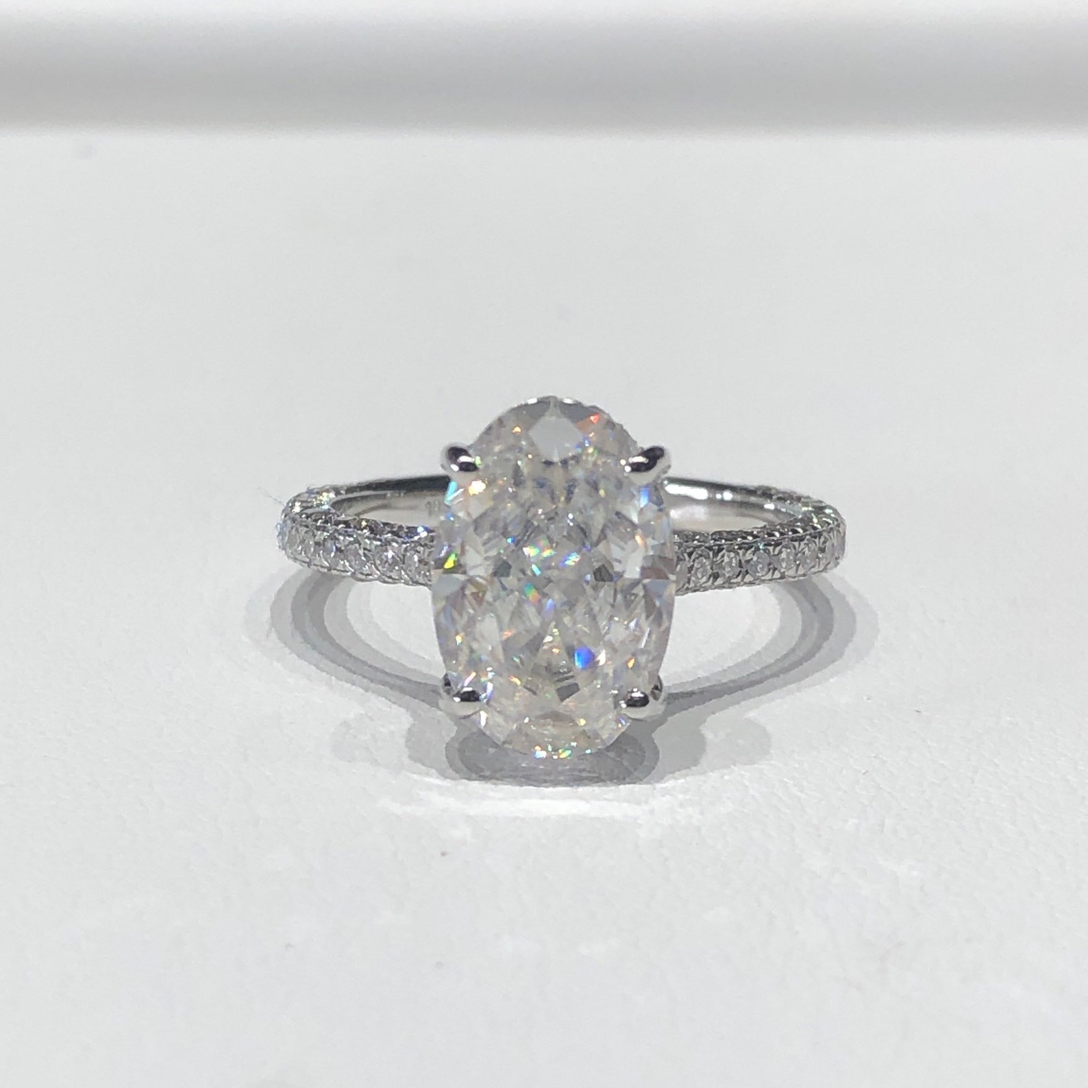 Oval Crushed Ice Moissanite Engagement Ring 4.92ctw Diamond Etsy