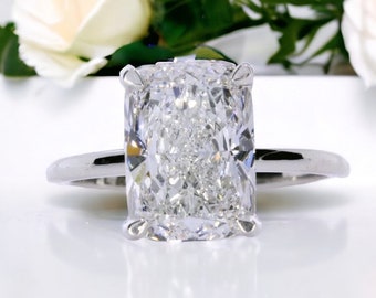 4.20Carat FVS1 Certified Cushion Cut Lab Grown Diamond Ring,Platinum Diamond Hidden Halo Ring- In Stock